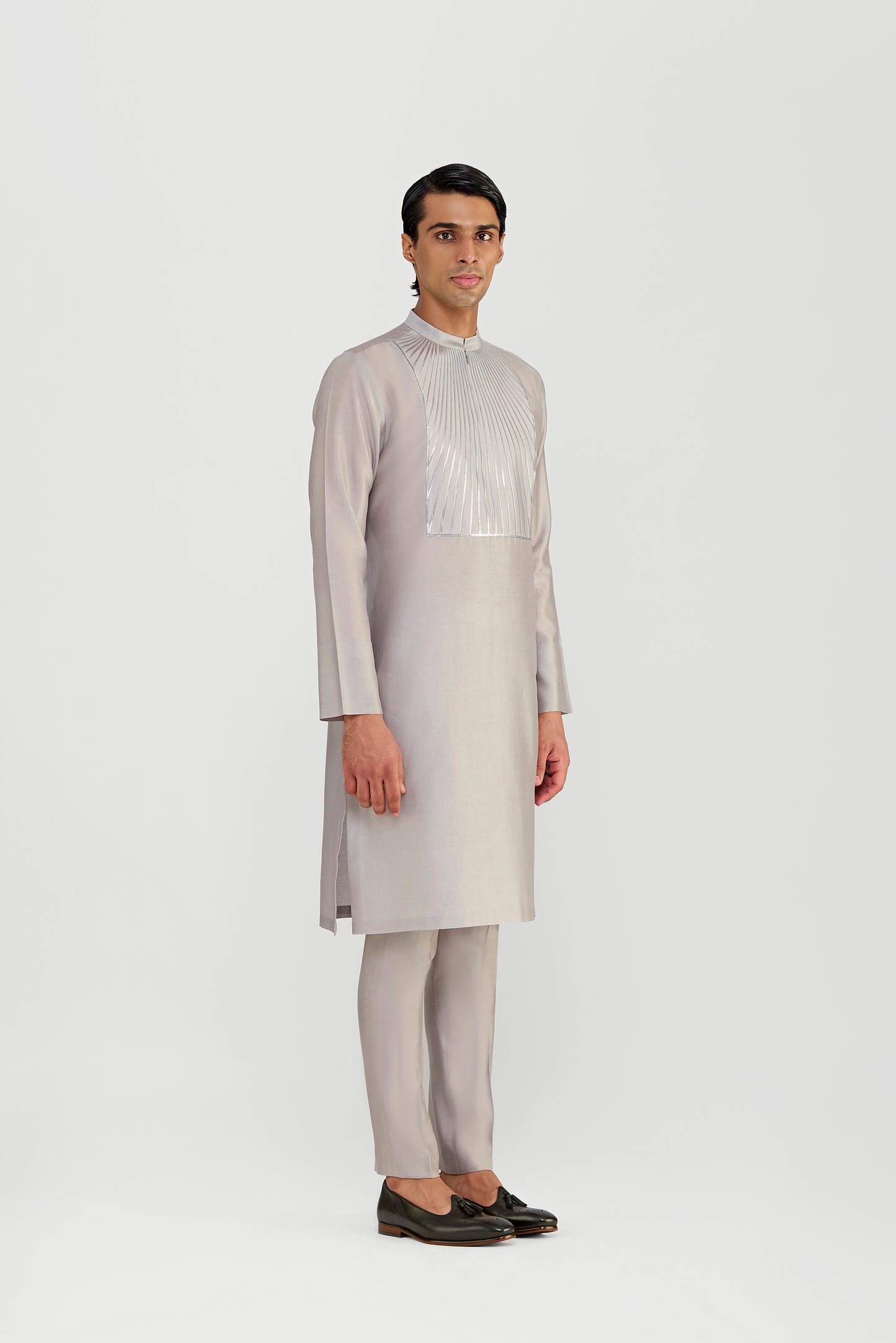 METALLIC CHANDERI SILK KURTA SET