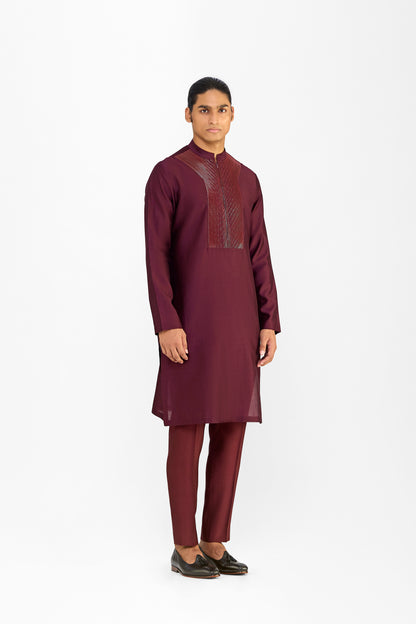 CORDED CHANDERI SILK KURTA SET