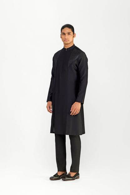 CORDED TRELLIS CHANDERI SILK KURTA SET