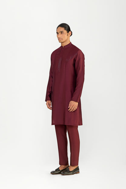 CORDED CHANDERI SILK KURTA SET