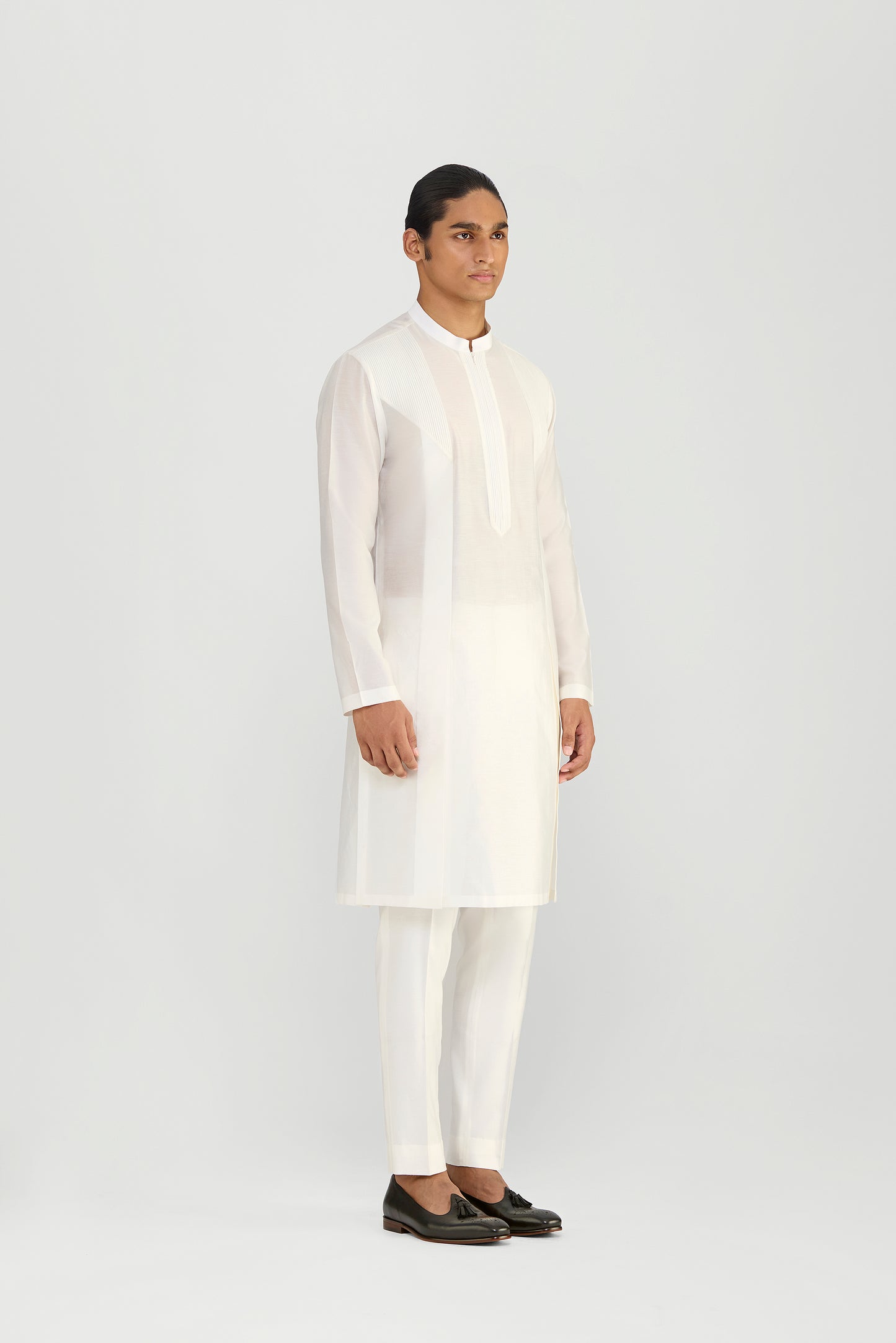 CORDED CHANDERI SILK KURTA SET