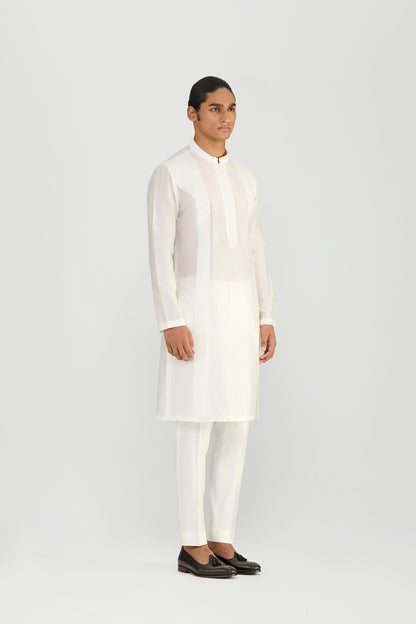 CORDED CHANDERI SILK KURTA SET