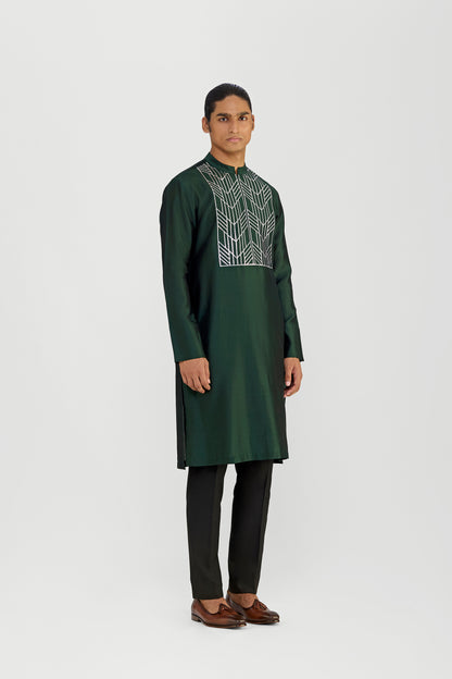 METALLIC CHANDERI SILK KURTA SET