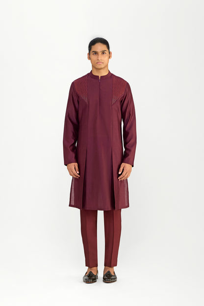 CORDED TRELLIS CHANDERI SILK KURTA SET