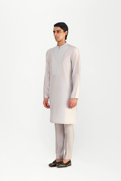 CORDED CHANDERI SILK KURTA SET