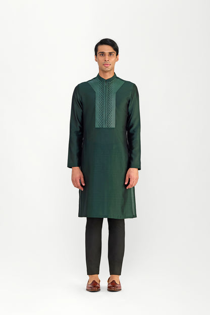 CORDED CHANDERI SILK KURTA SET