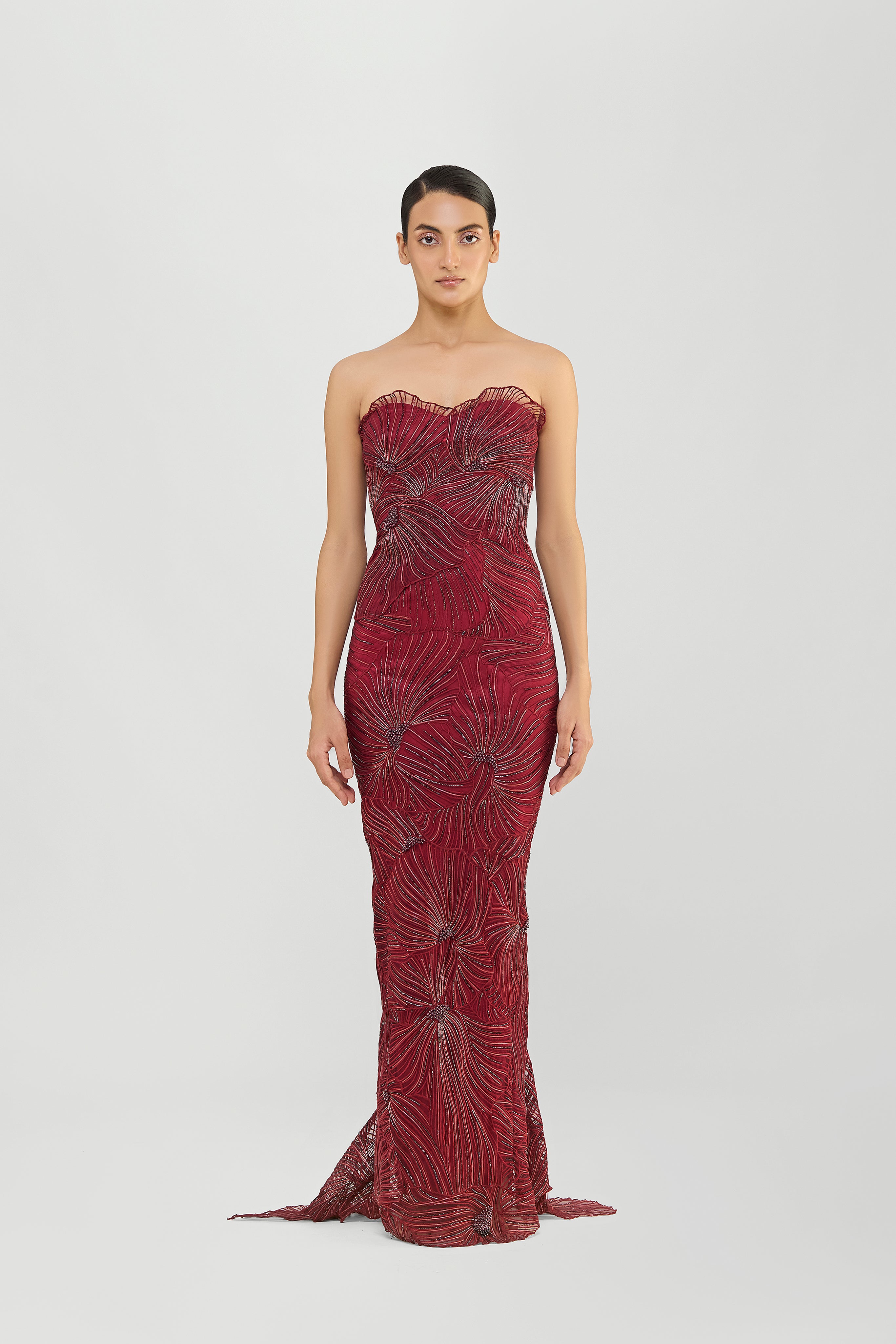 CORDED CORAL GOWN