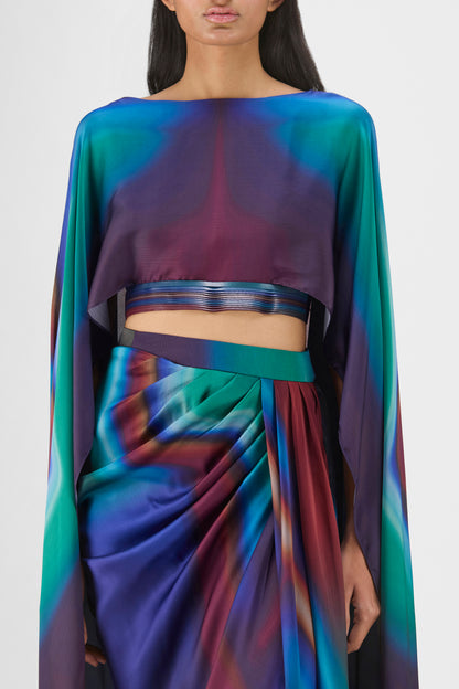 METALLIC WATERCOLOR CAPE AND SKIRT