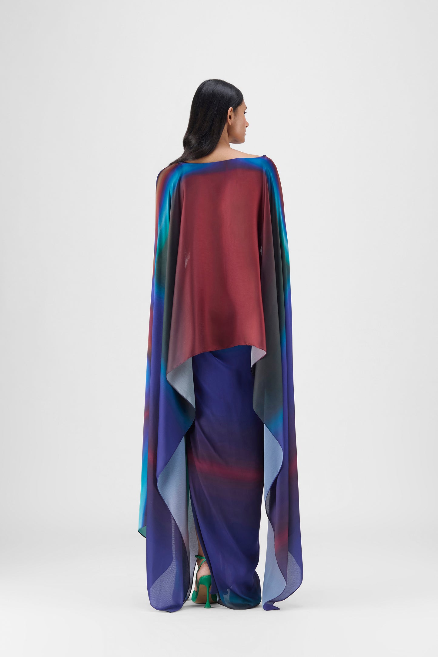 METALLIC WATERCOLOR CAPE AND SKIRT