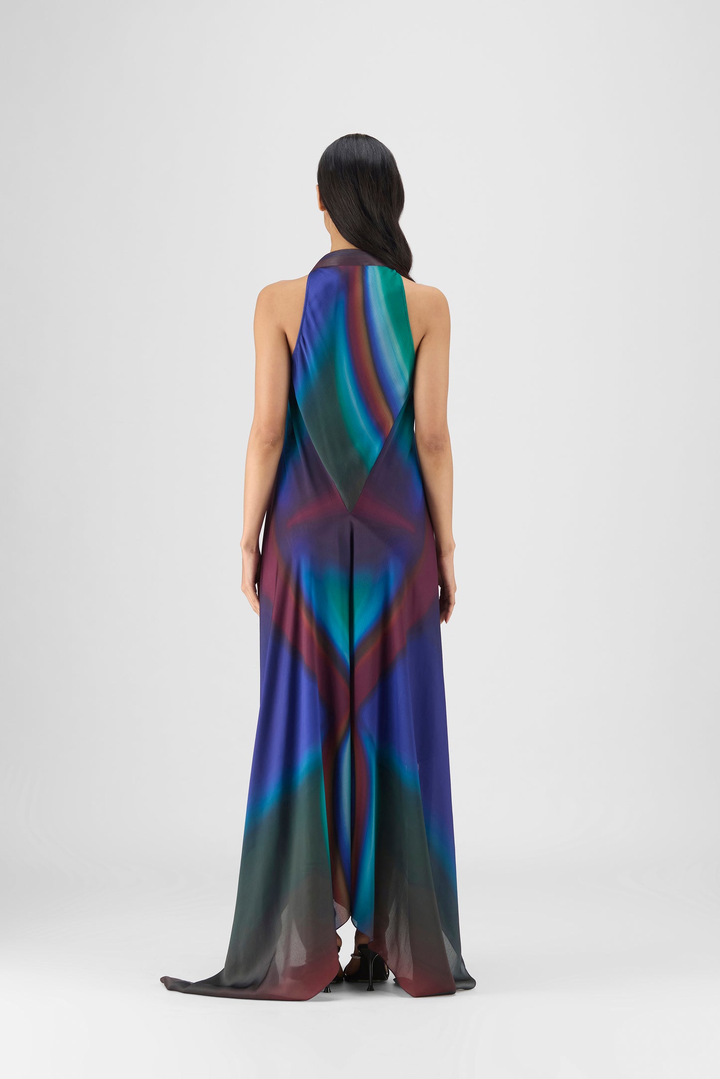 PLEATED WATERCOLOR FLUID DRESS