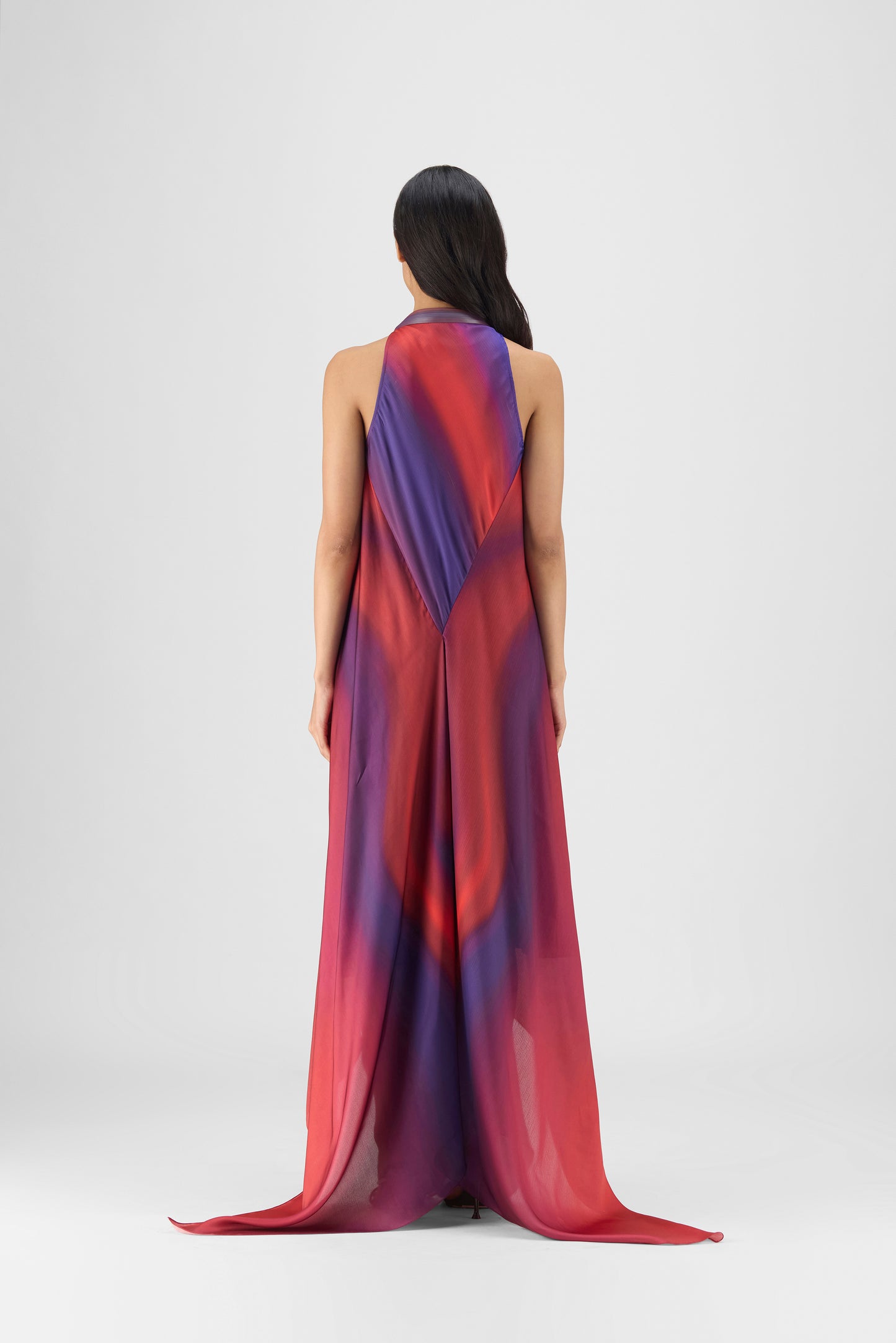 PLEATED WATERCOLOR FLUID DRESS