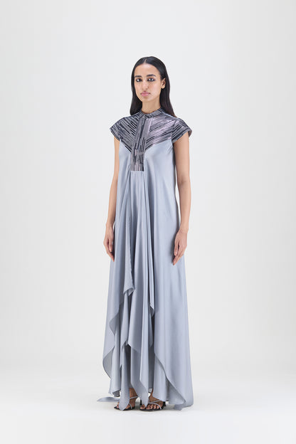 METALLIC PANELED DRESS