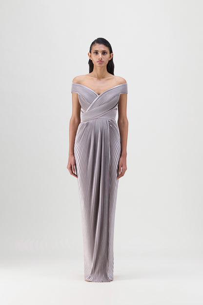 STRUCTURED  PLISSÉ GOWN