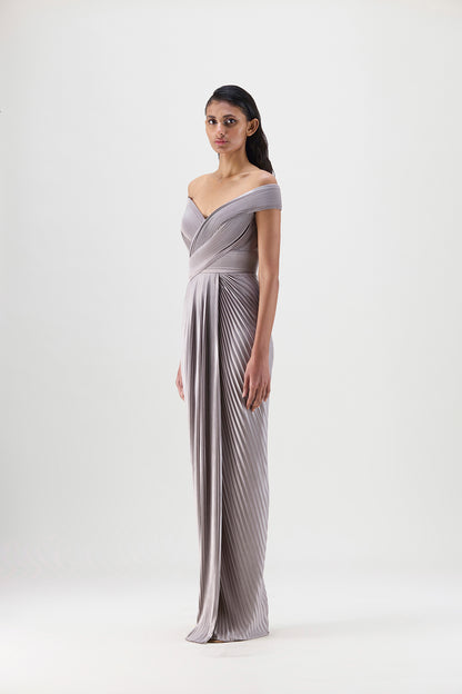 STRUCTURED PLISSÉ GOWN