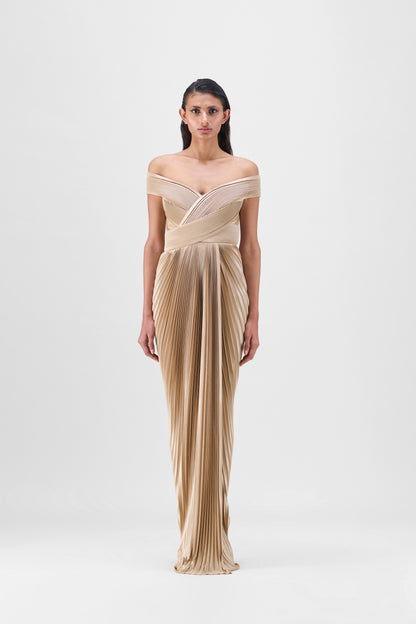 STRUCTURED PLISSÉ GOWN