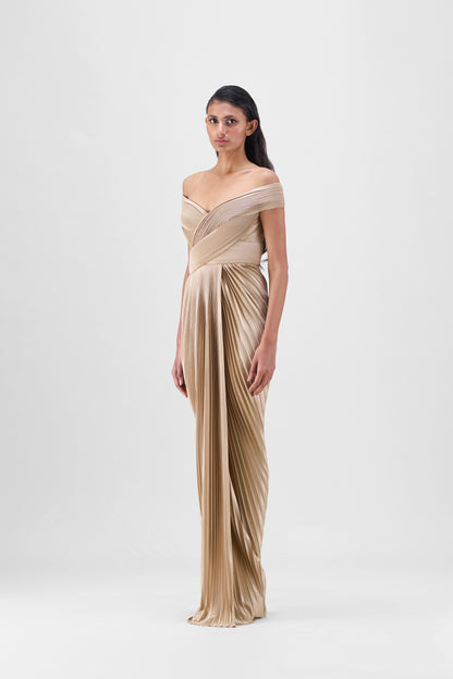 STRUCTURED  PLISSÉ GOWN