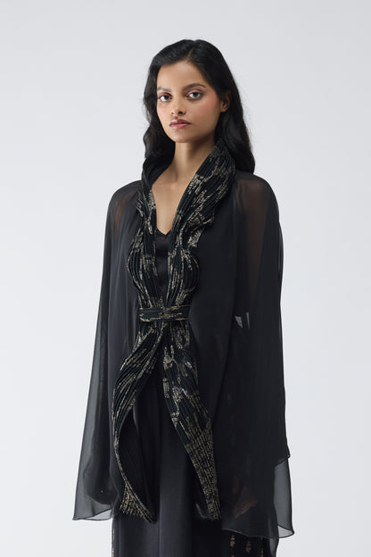 FLUID MICROPLEATED CAPE SET