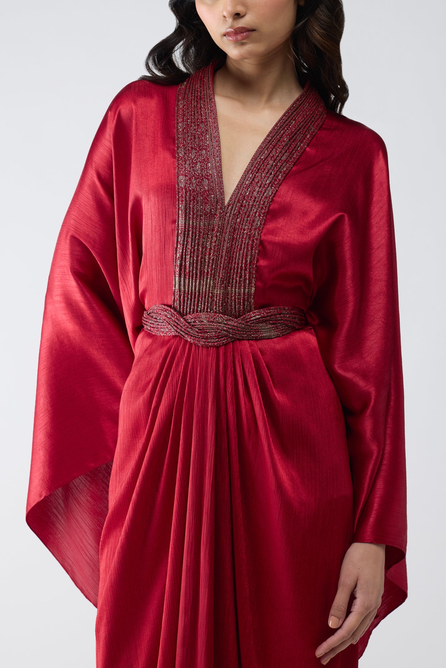 FLUID KAFTAN DRESS WITH BANARSI DETAILING