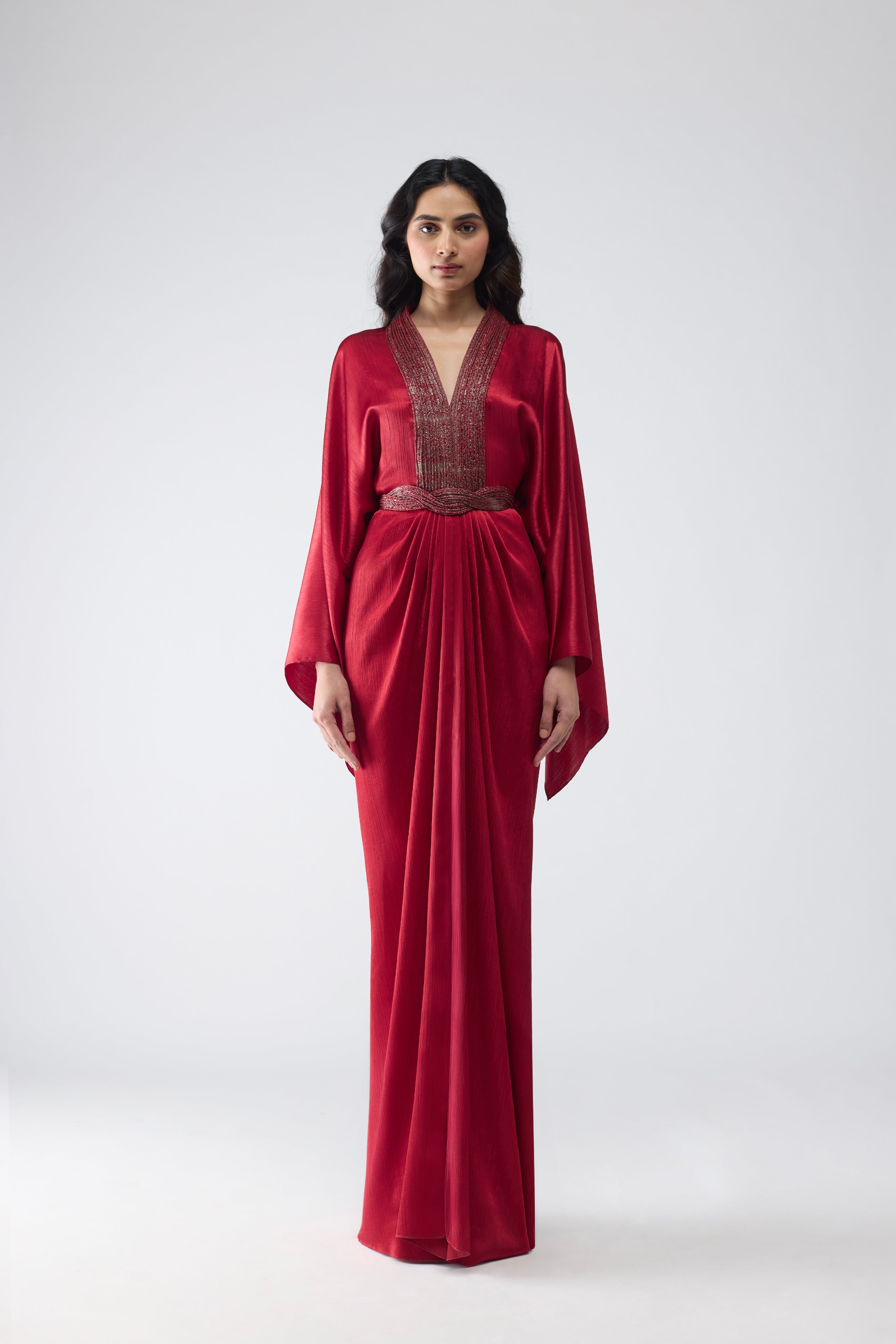 FLUID KAFTAN DRESS WITH BANARSI DETAILING