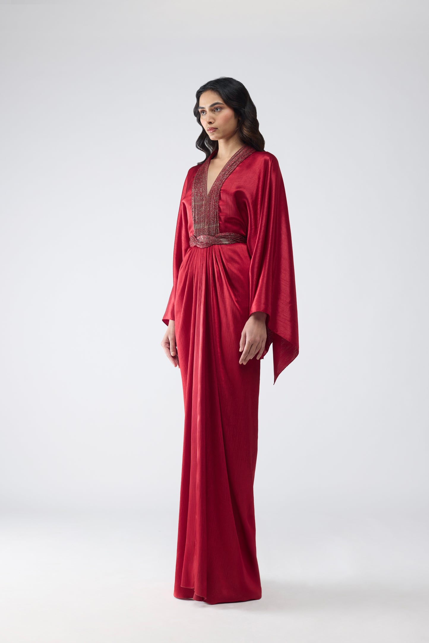 FLUID KAFTAN DRESS WITH BANARSI DETAILING