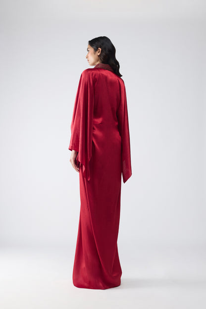 FLUID KAFTAN DRESS WITH BANARSI DETAILING