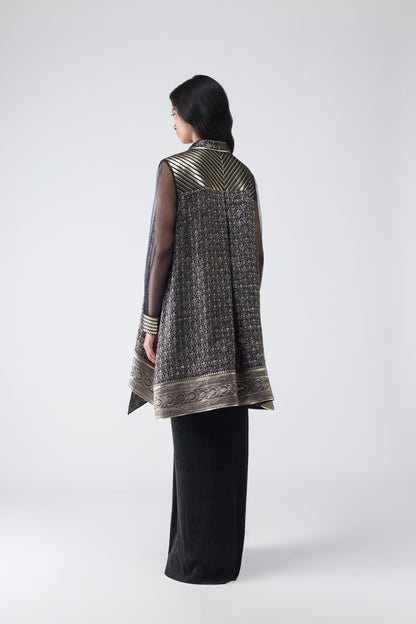 METALLIC VINTAGE BANARSI LONG SHIRT WITH PANTS