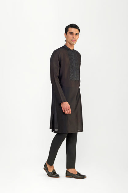 CORDED TRELLIS CHANDERI SILK KURTA SET