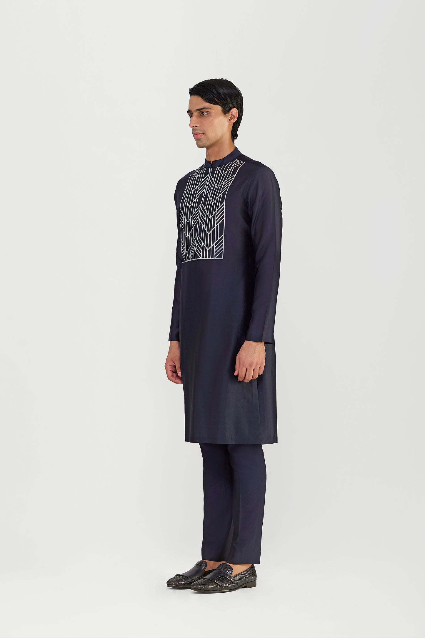 METALLIC CHANDERI SILK KURTA SET