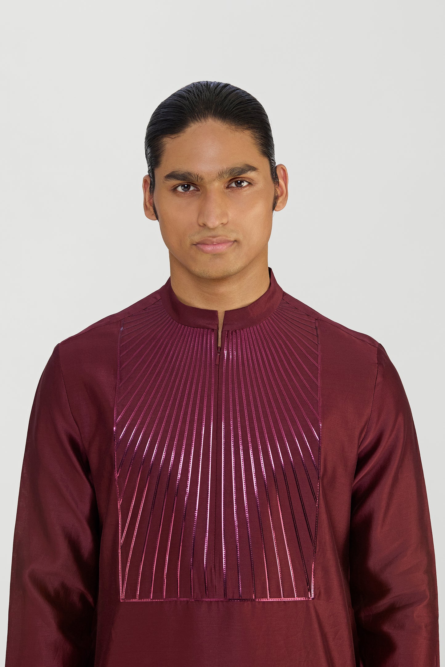 METALLIC CHANDERI SILK KURTA SET