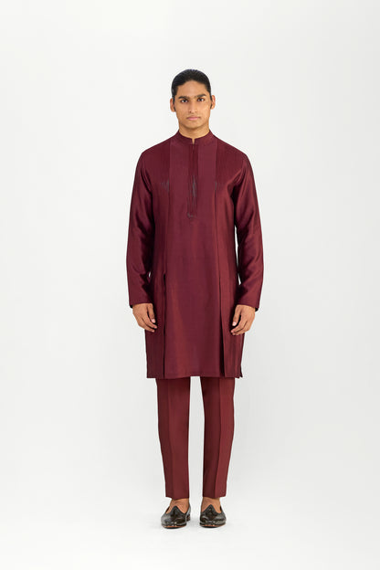 CORDED CHANDERI SILK KURTA SET