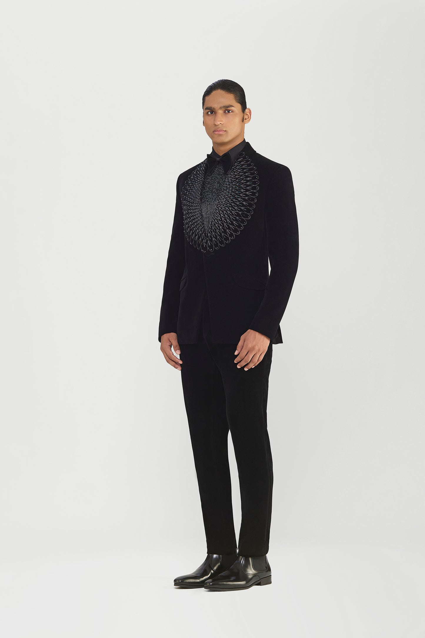 CORDED TESSELLATION TUXEDO SET IN VELVETTE