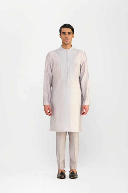 CORDED CHANDERI SILK KURTA SET