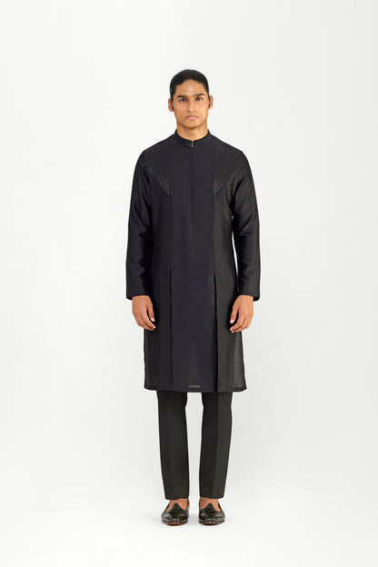 CORDED TRELLIS CHANDERI SILK KURTA SET