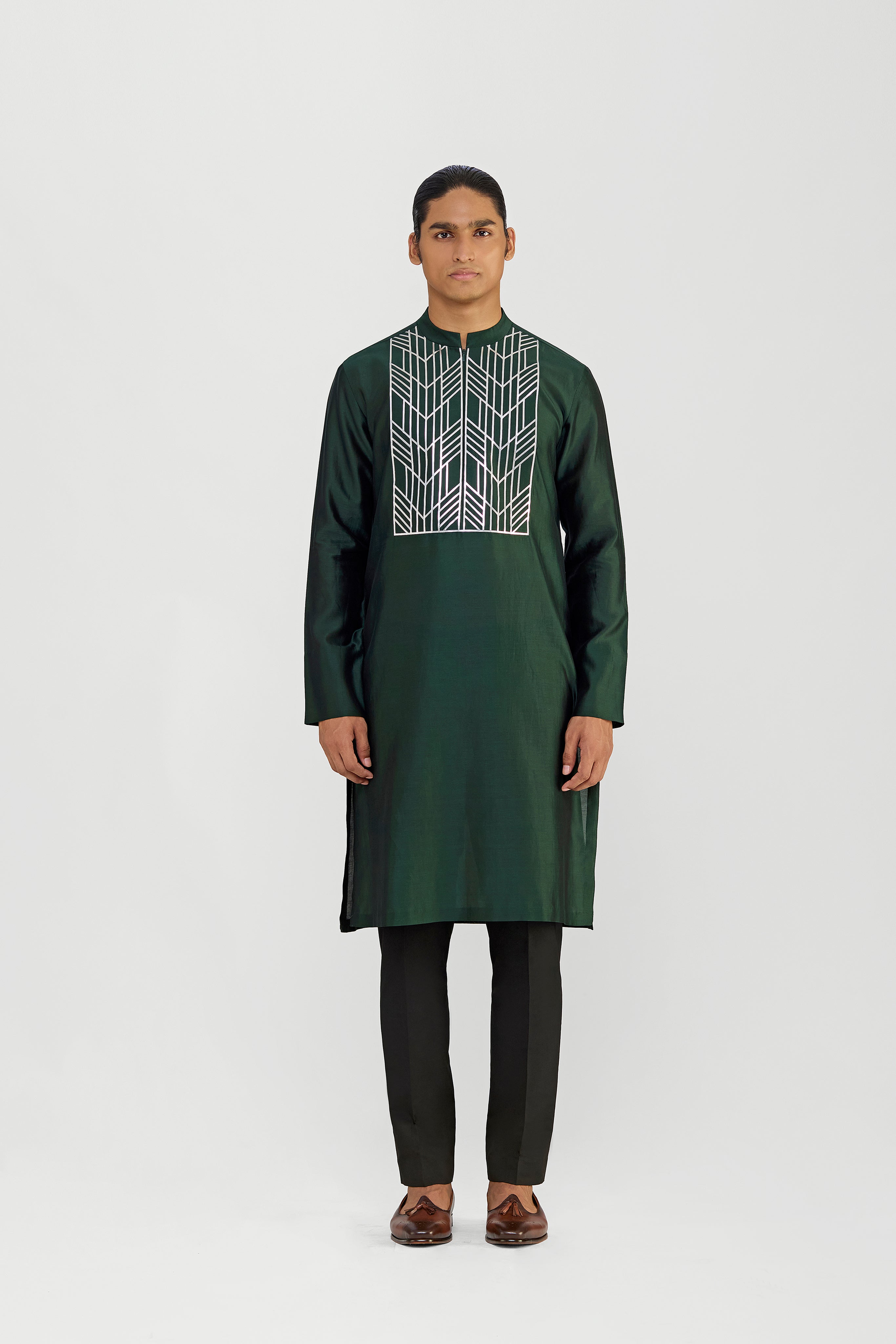 METALLIC CHANDERI SILK KURTA SET