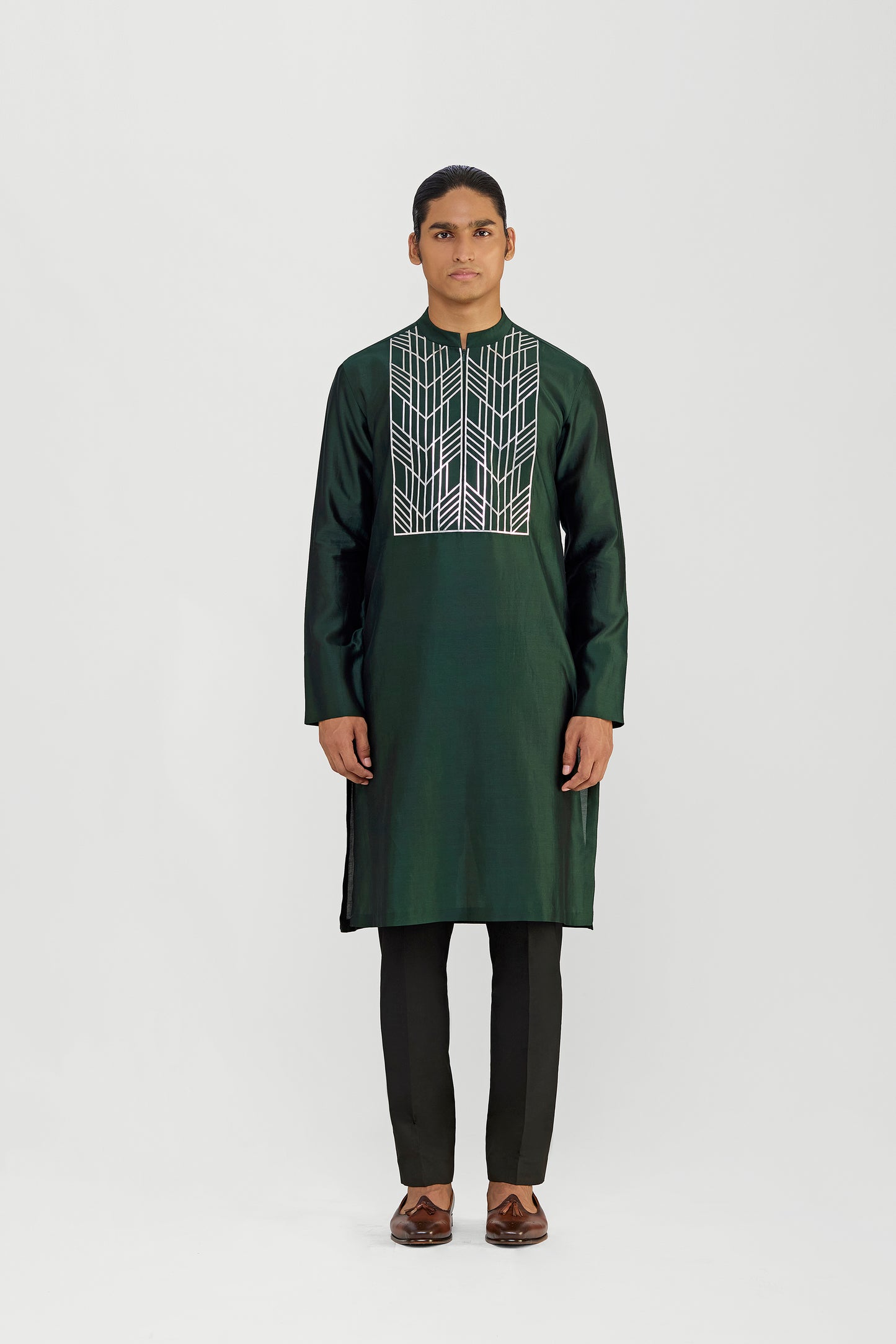 METALLIC CHANDERI SILK KURTA SET