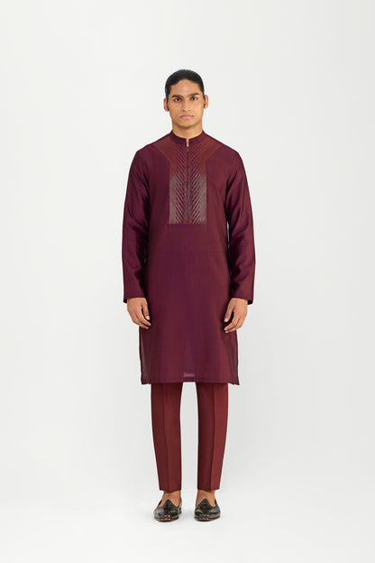 CORDED CHANDERI SILK KURTA SET