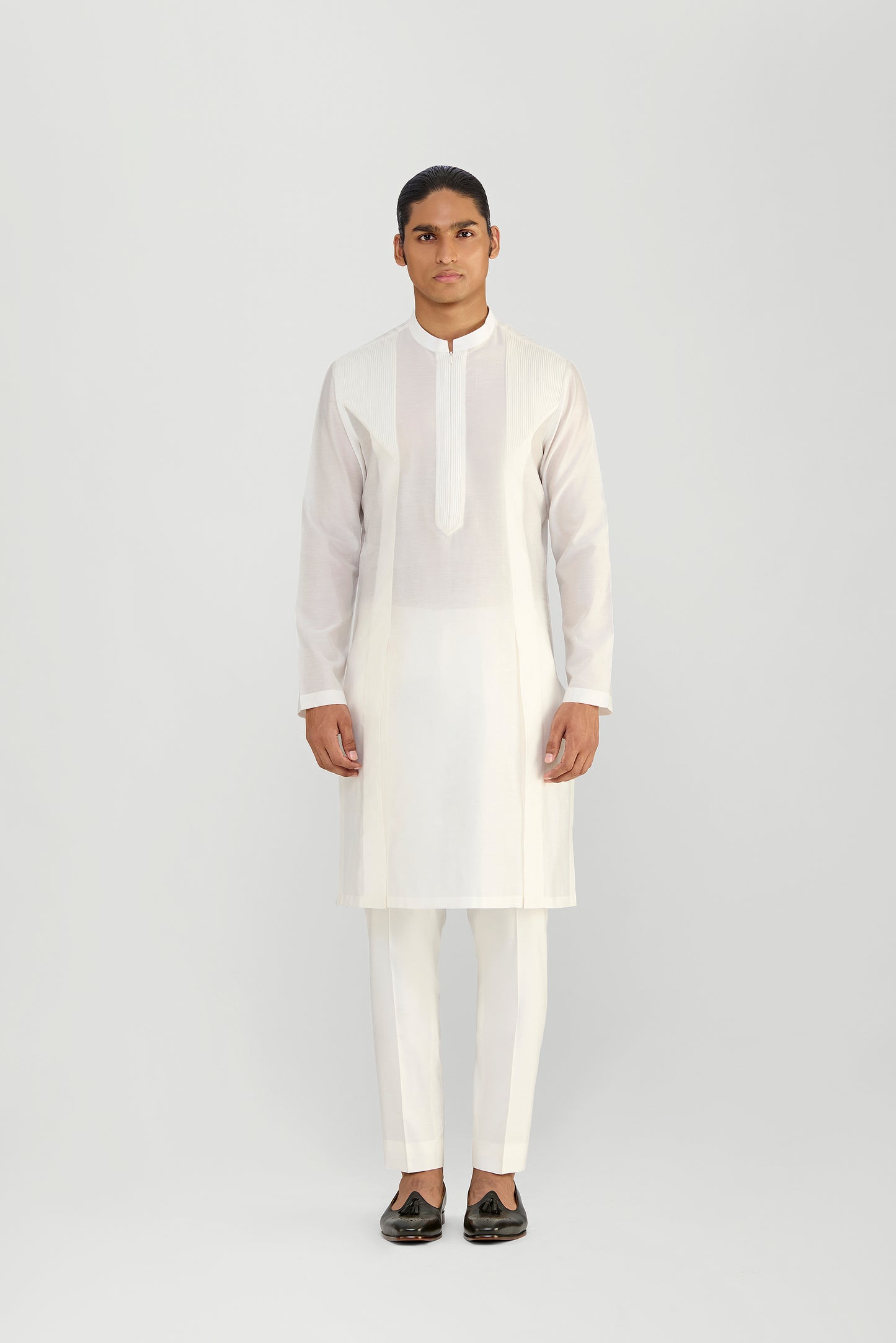 CORDED CHANDERI SILK KURTA SET