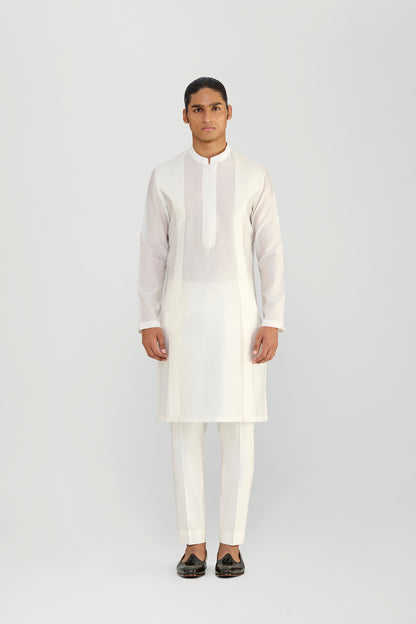 CORDED CHANDERI SILK KURTA SET