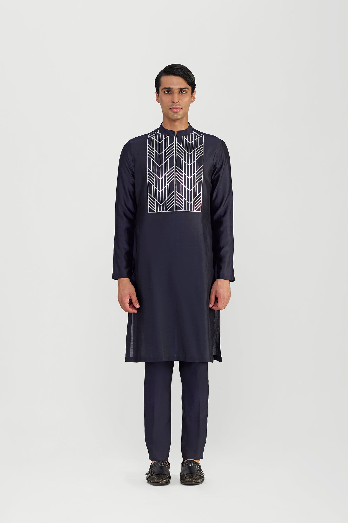 METALLIC CHANDERI SILK KURTA SET