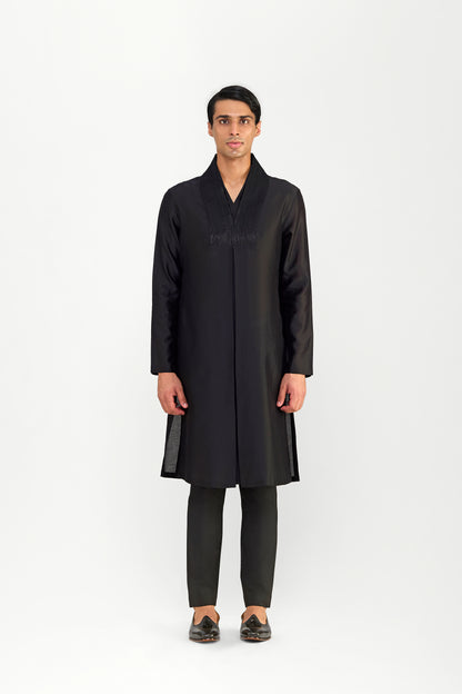 CORDED CHANDERI SILK KURTA SET