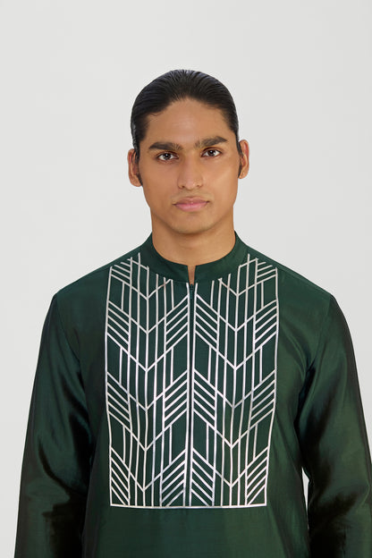 METALLIC CHANDERI SILK KURTA SET