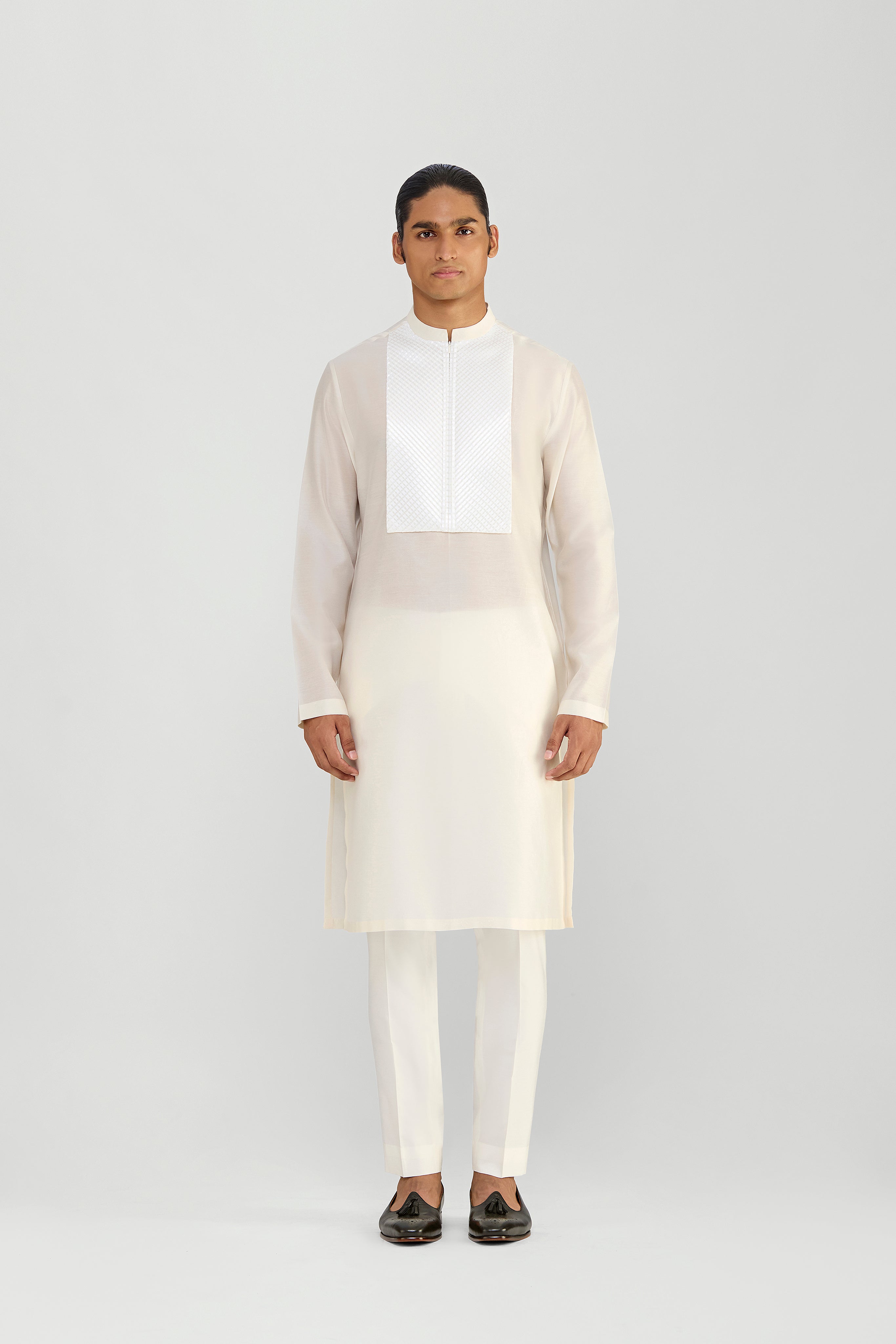 METALLIC CHANDERI SILK KURTA SET