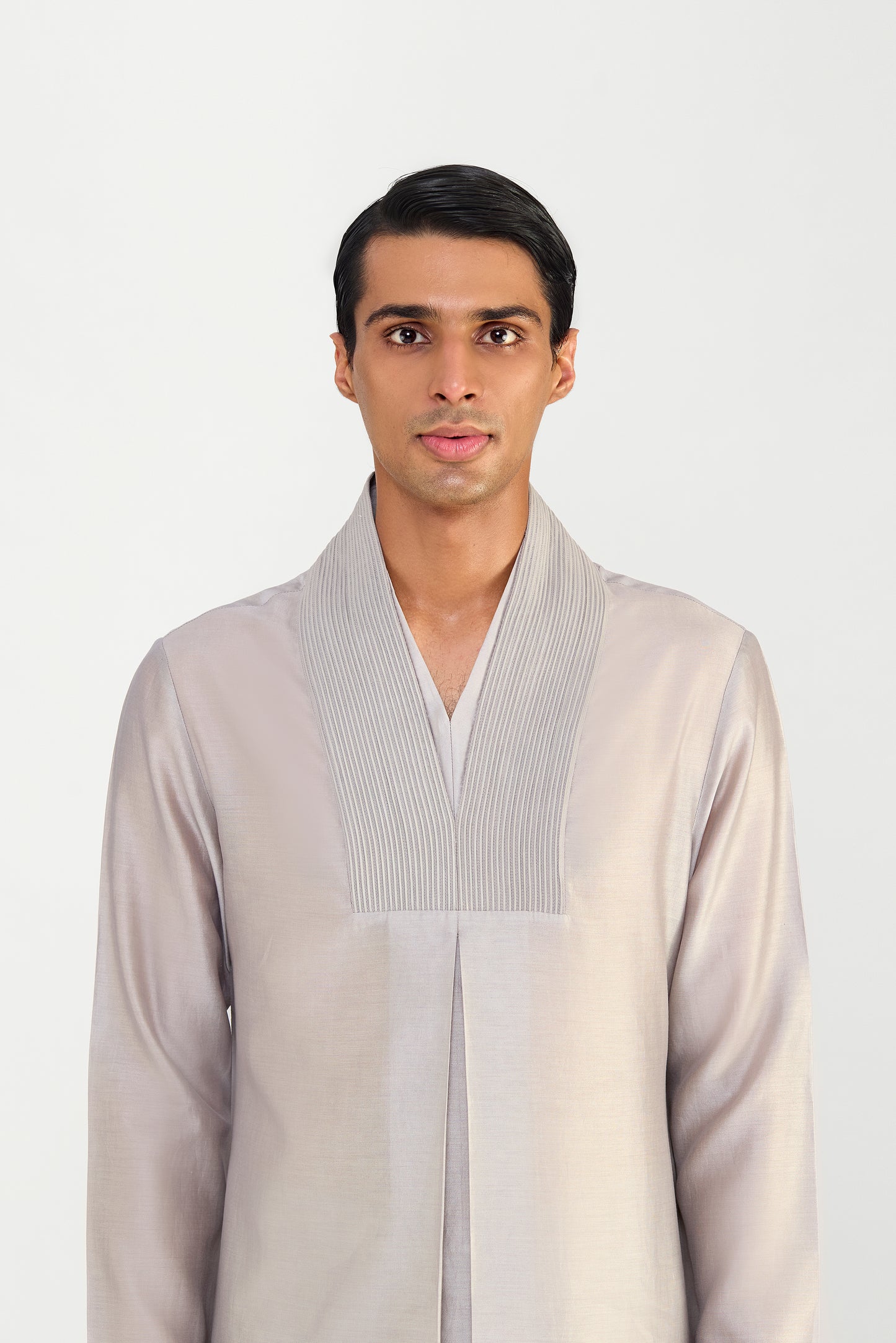 CORDED CHANDERI SILK KURTA SET