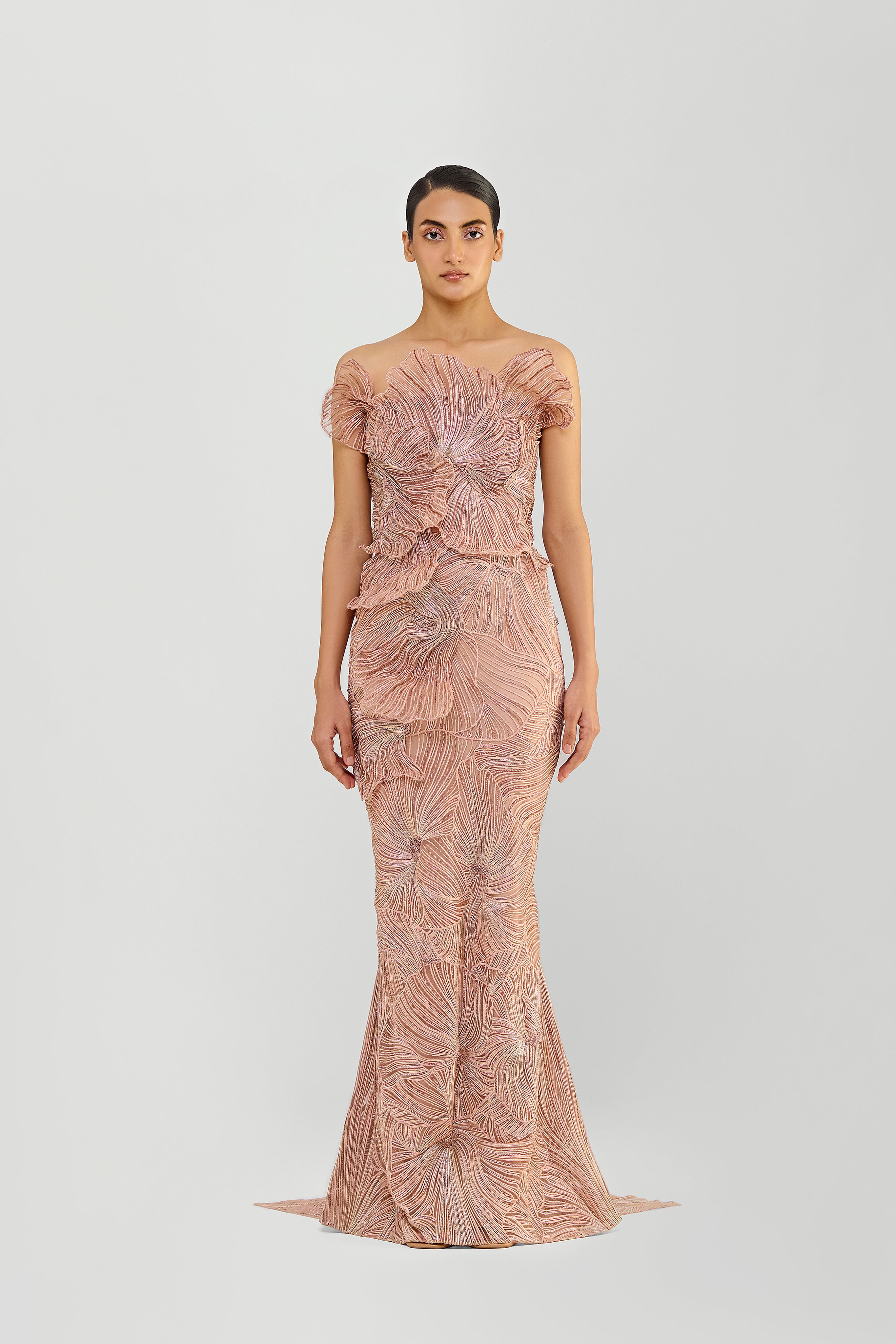 CORDED CORAL GOWN