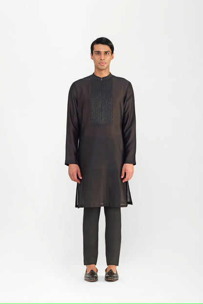 CORDED TRELLIS CHANDERI SILK KURTA SET