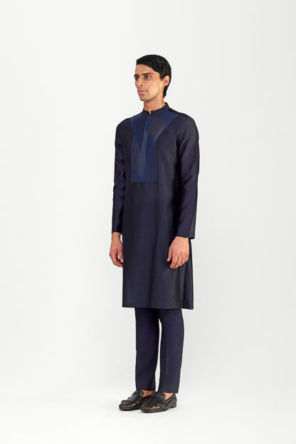 CORDED CHANDERI SILK KURTA SET