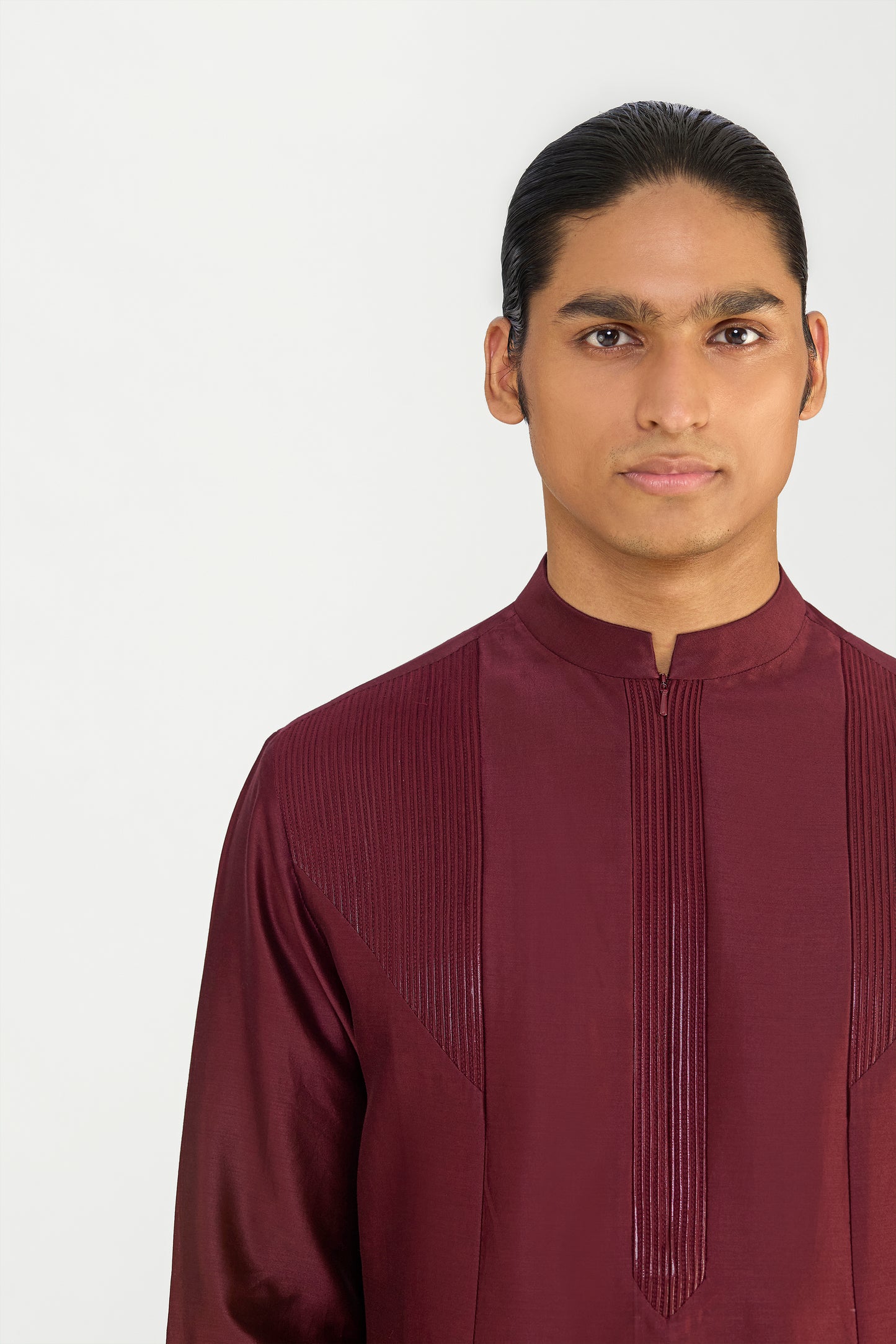 CORDED CHANDERI SILK KURTA SET