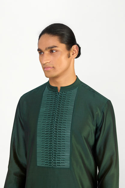 CORDED CHANDERI SILK KURTA SET