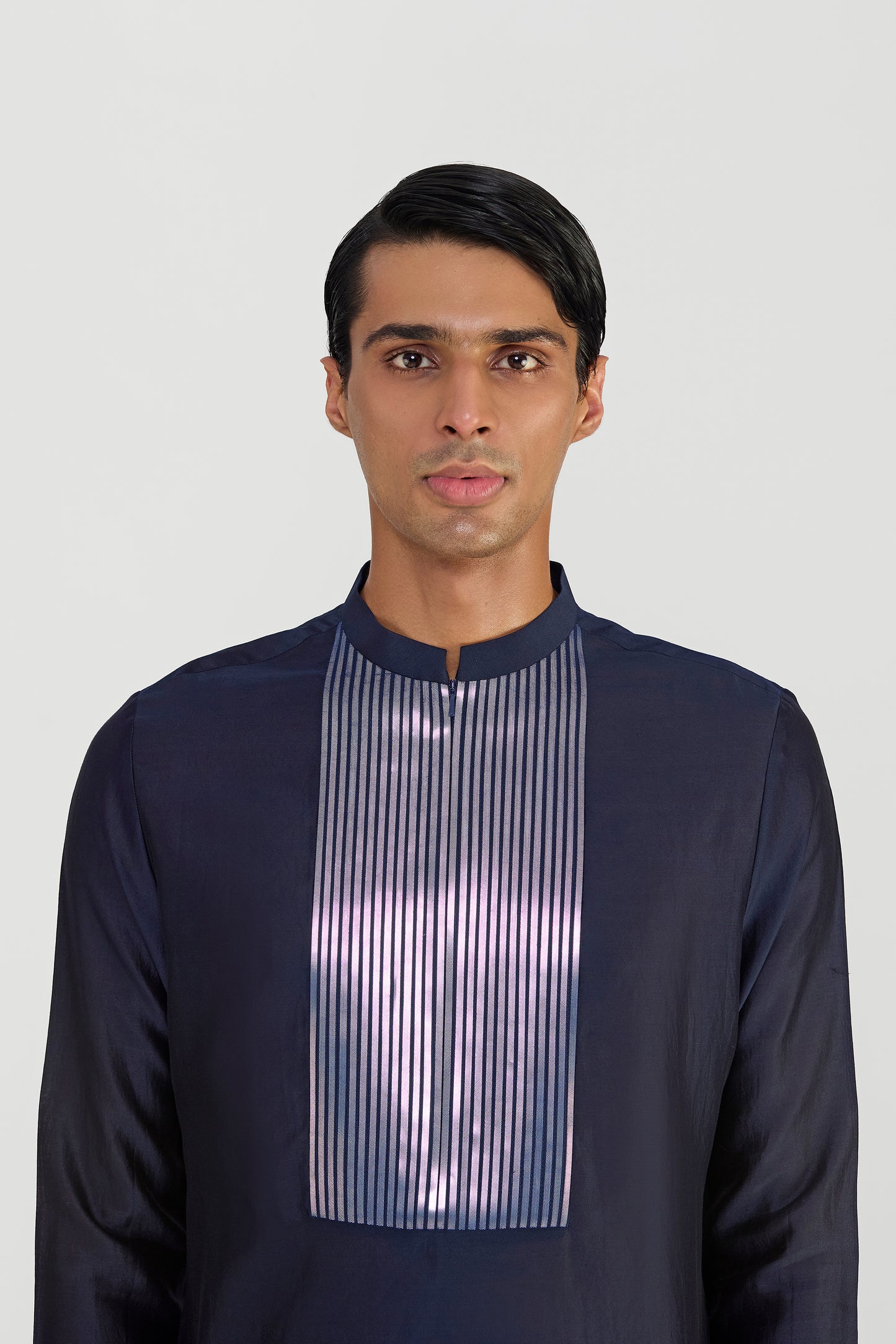 METALLIC MICROPLEATED CHANDERI SILK KURTA SET