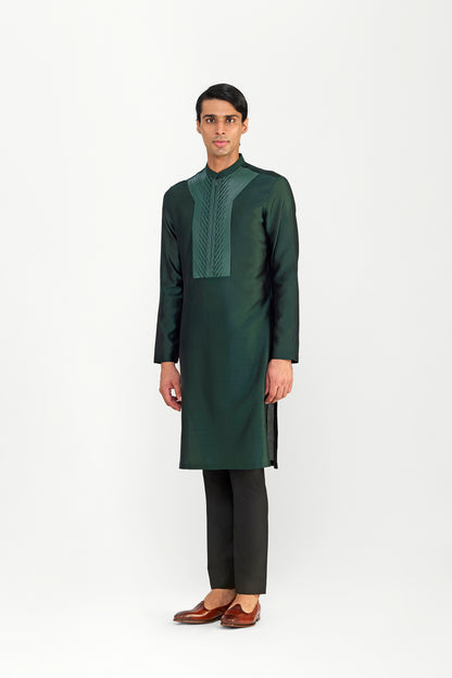 CORDED CHANDERI SILK KURTA SET